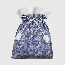 Мешок для подарков Синие с белым цветы, цвет: 3D-принт