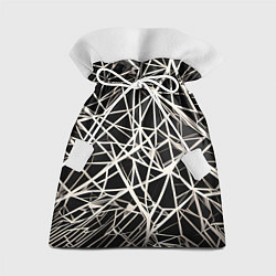 Мешок для подарков Белые хаотичные линии на чёрном фоне, цвет: 3D-принт