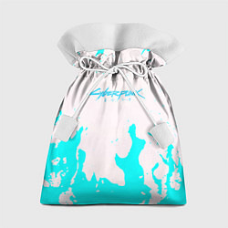 Мешок для подарков Киберпанк 2077 голубой огонь, цвет: 3D-принт