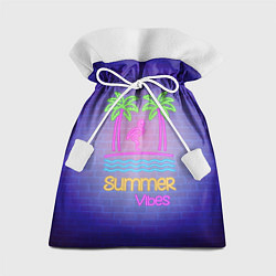 Мешок для подарков Неоновые пальмы и фламинго summer vibes, цвет: 3D-принт