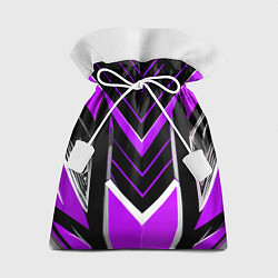 Мешок для подарков Фиолетово-серые полосы на чёрном фоне, цвет: 3D-принт