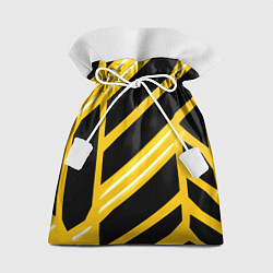 Мешок для подарков Чёрно-белые полосы на жёлтом фоне, цвет: 3D-принт
