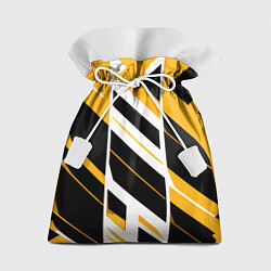 Мешок для подарков Black and yellow stripes on a white background, цвет: 3D-принт