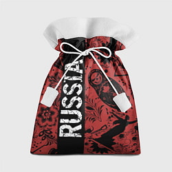 Мешок для подарков Россия на фоне матрёшек балалайки и славянских узо, цвет: 3D-принт