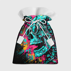 Мешок для подарков Cyber skull sketch - color blots, цвет: 3D-принт