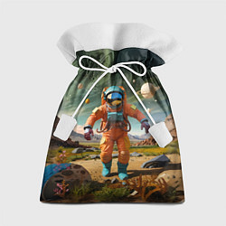 Мешок для подарков Космонавт в оранжевом костюме, цвет: 3D-принт