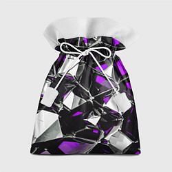 Мешок для подарков Фиолетово-белый паттерн на чёрном фоне, цвет: 3D-принт