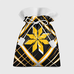 Мешок для подарков Жёлто-белая звезда и полосы на чёрном фоне, цвет: 3D-принт