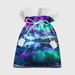 Мешок для подарков Северное сияние над горами - неоновое свечение, цвет: 3D-принт