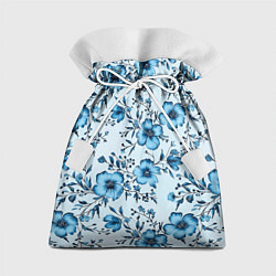 Мешок для подарков Голубые цветы на светлом фоне паттерн, цвет: 3D-принт