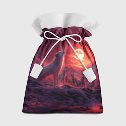 Мешок для подарков Белый волк воет на луну, цвет: 3D-принт