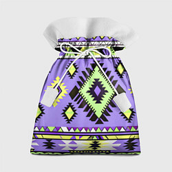 Мешок для подарков Геометрический сиренево желтый орнамент ацтеков, цвет: 3D-принт