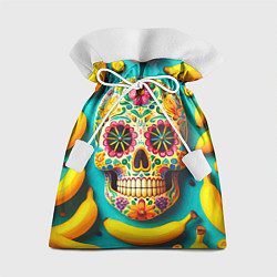 Мешок для подарков Череп и бананы - летняя композиция, цвет: 3D-принт