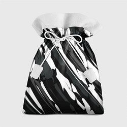 Мешок для подарков Разводы белым на черном, цвет: 3D-принт