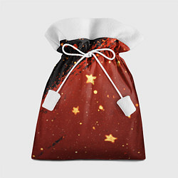 Мешок для подарков Золотые звездочки на коричневой текстуре, цвет: 3D-принт