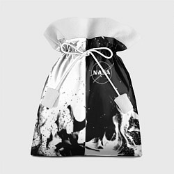 Мешок для подарков Nasa черно белый огонь, цвет: 3D-принт