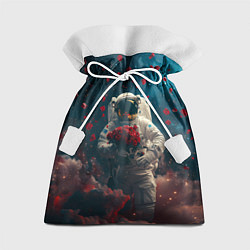 Мешок для подарков Космонавт с букетом роз, цвет: 3D-принт