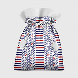 Мешок для подарков Полосатый морской орнамент с якорями, цвет: 3D-принт