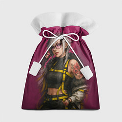 Мешок для подарков Девушка с татуировкой в очках, цвет: 3D-принт