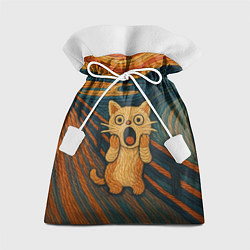 Мешок для подарков Котик Крик - вязаный нейроарт, цвет: 3D-принт
