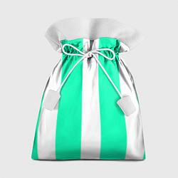 Мешок для подарков Color turquoise white line, цвет: 3D-принт
