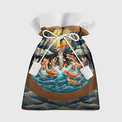 Подарочный мешок Большие золотистые рыбы выпрыгивают из воды