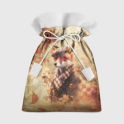 Мешок для подарков Винтажный лис на осеннем фоне, цвет: 3D-принт