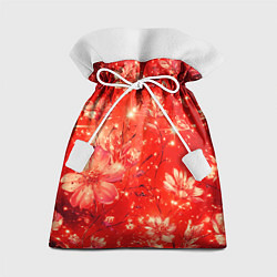 Мешок для подарков Цветочный красный с искрами, цвет: 3D-принт