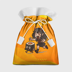 Мешок для подарков Девочка дьявол бежит за роллом, цвет: 3D-принт