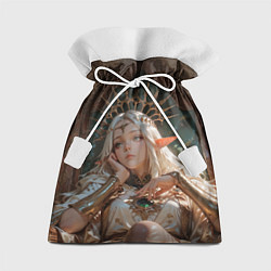 Мешок для подарков Беловолосая королева эльфов на троне, цвет: 3D-принт