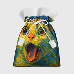 Мешок для подарков Мемный кот в стиле Ван Гога, цвет: 3D-принт