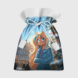 Мешок для подарков Лошадка на новогодней площади, цвет: 3D-принт