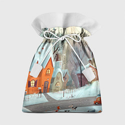 Мешок для подарков Милый новогодний дворик, цвет: 3D-принт