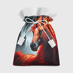 Мешок для подарков Огненная лошадь на сером, цвет: 3D-принт