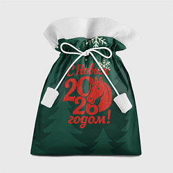 Подарочный мешок С новым 2026 годом - красная надпись