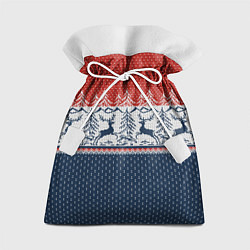 Мешок для подарков Вязаный узор с оленями, цвет: 3D-принт