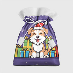 Подарочный мешок Новогодняя собачка с подарками
