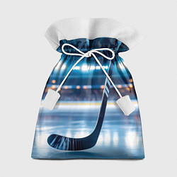 Мешок для подарков Хоккейная клюшка на льду арены, цвет: 3D-принт