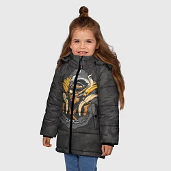 Куртка зимняя для девочки Камуфляжная обезьяна, цвет: 3D-черный — фото 2