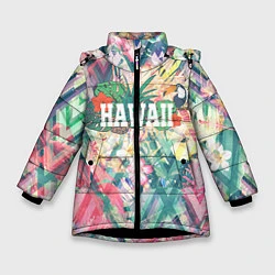 Куртка зимняя для девочки Hawaii Summer, цвет: 3D-черный