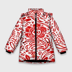Куртка зимняя для девочки Хохлома, цвет: 3D-черный