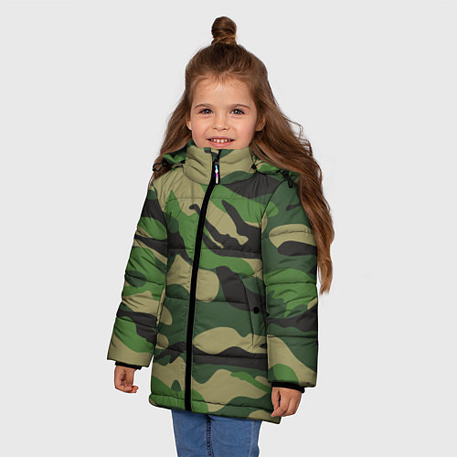 Зимняя куртка для девочки Камуфляж: хаки/зеленый / 3D-Черный – фото 3