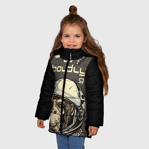 Зимняя куртка для девочки Monkey: to boldly go / 3D-Черный – фото 3