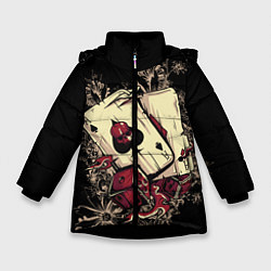 Куртка зимняя для девочки Карты дьявола, цвет: 3D-черный