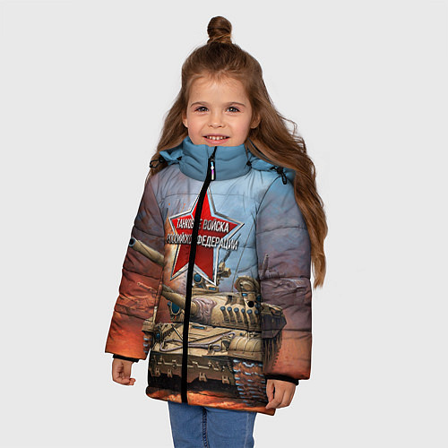 Зимняя куртка для девочки Танковые войска РФ / 3D-Черный – фото 3