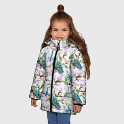 Куртка зимняя для девочки Цветы и бабочки 6, цвет: 3D-черный — фото 2