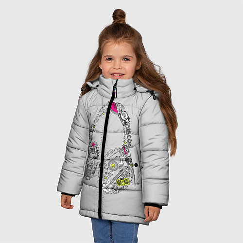 Зимняя куртка для девочки Музыка улиц / 3D-Черный – фото 3