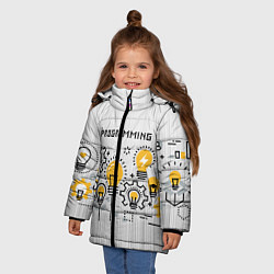 Куртка зимняя для девочки Программирование 1, цвет: 3D-черный — фото 2