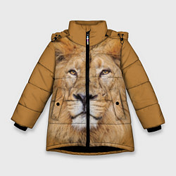 Куртка зимняя для девочки Царский лев, цвет: 3D-черный