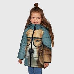 Куртка зимняя для девочки Бигль в очках, цвет: 3D-черный — фото 2